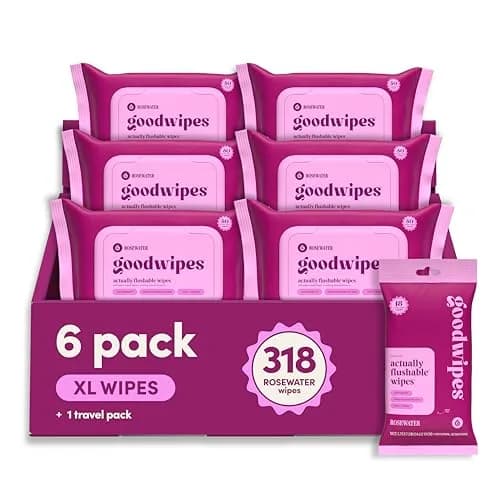 goodwipes Flushable Wipes Rose Scent 50 Count (Pack of 6) | Septic Safe & Biodegradable Wet Wipes for Adults - main product image