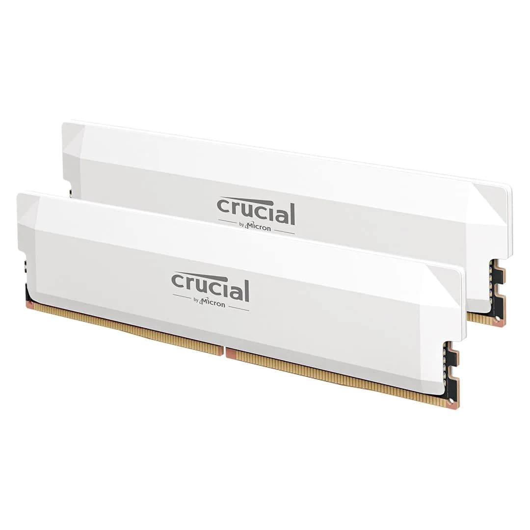 Crucial Pro DDR5 RAM 64GB Kit (2x32GB) 6000MHz CL40 White | Overclocking Desktop Gaming Memory - main product image