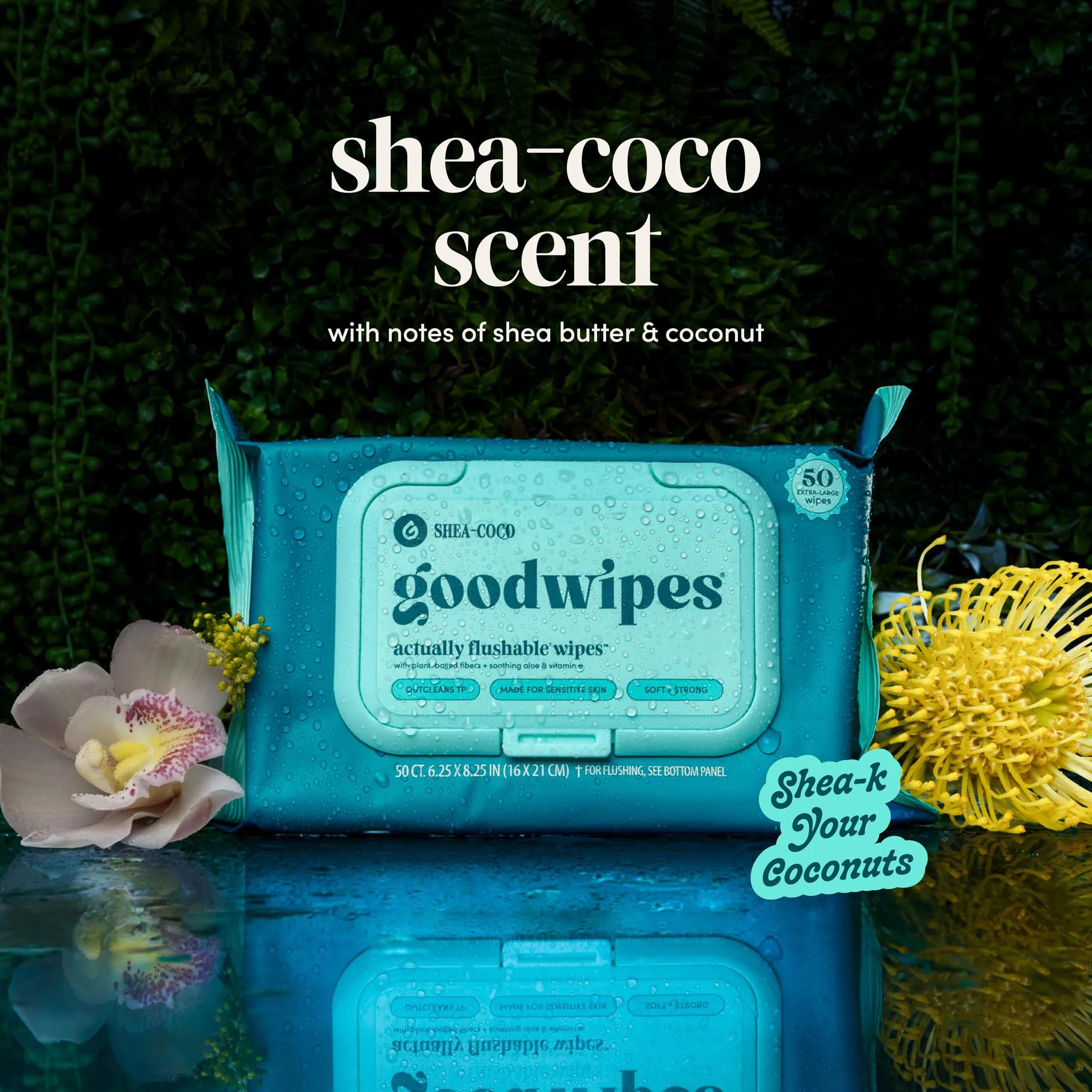 goodwipes Flushable Butt Wipes XL Botanical Bliss Shea Coco, 300 Count (6x50) | Sewer & Septic Safe - view 9
