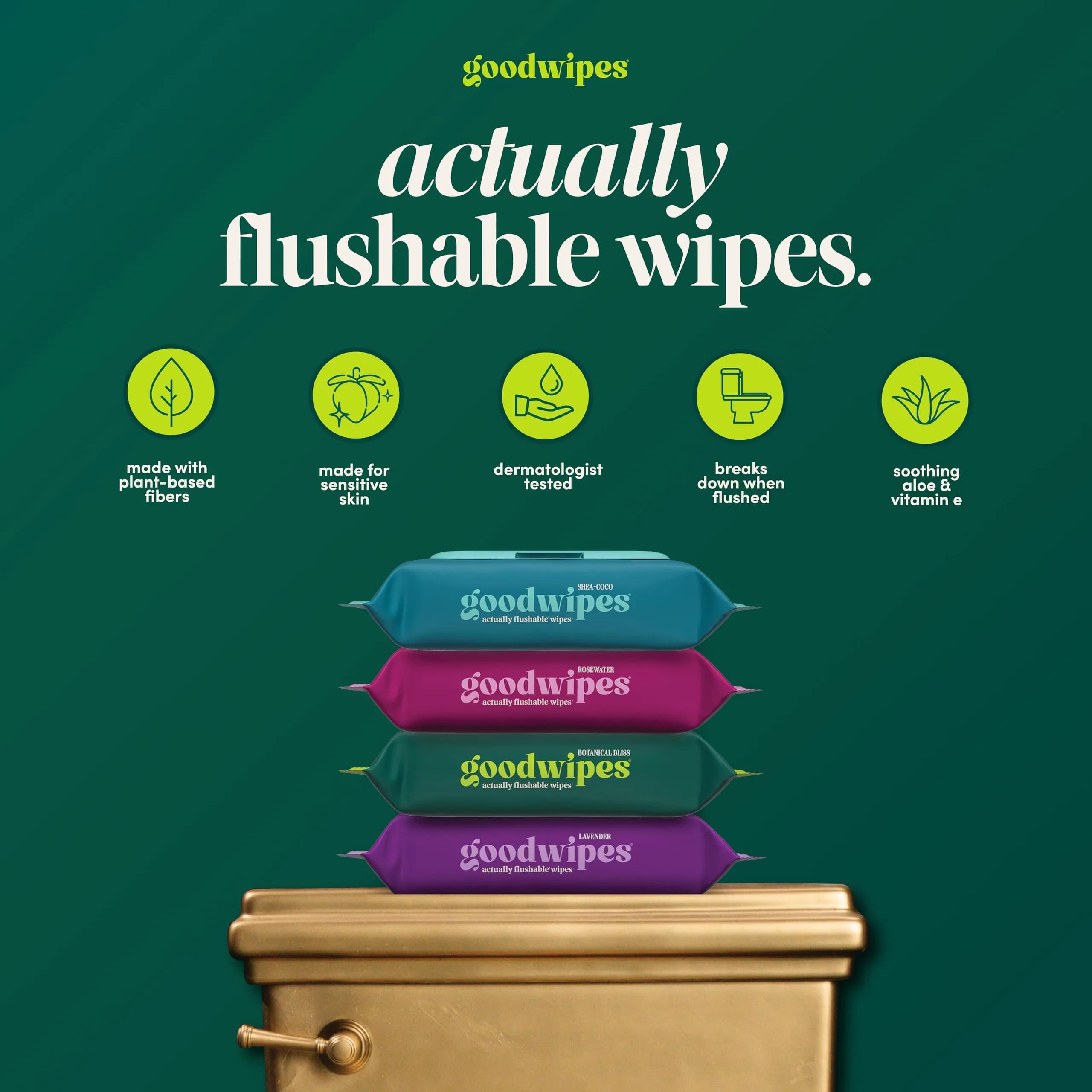 goodwipes Flushable Wipes Botanical Bliss Wet Wipes for Adults, 153 Count | pH Balanced & Extra Large - view 2