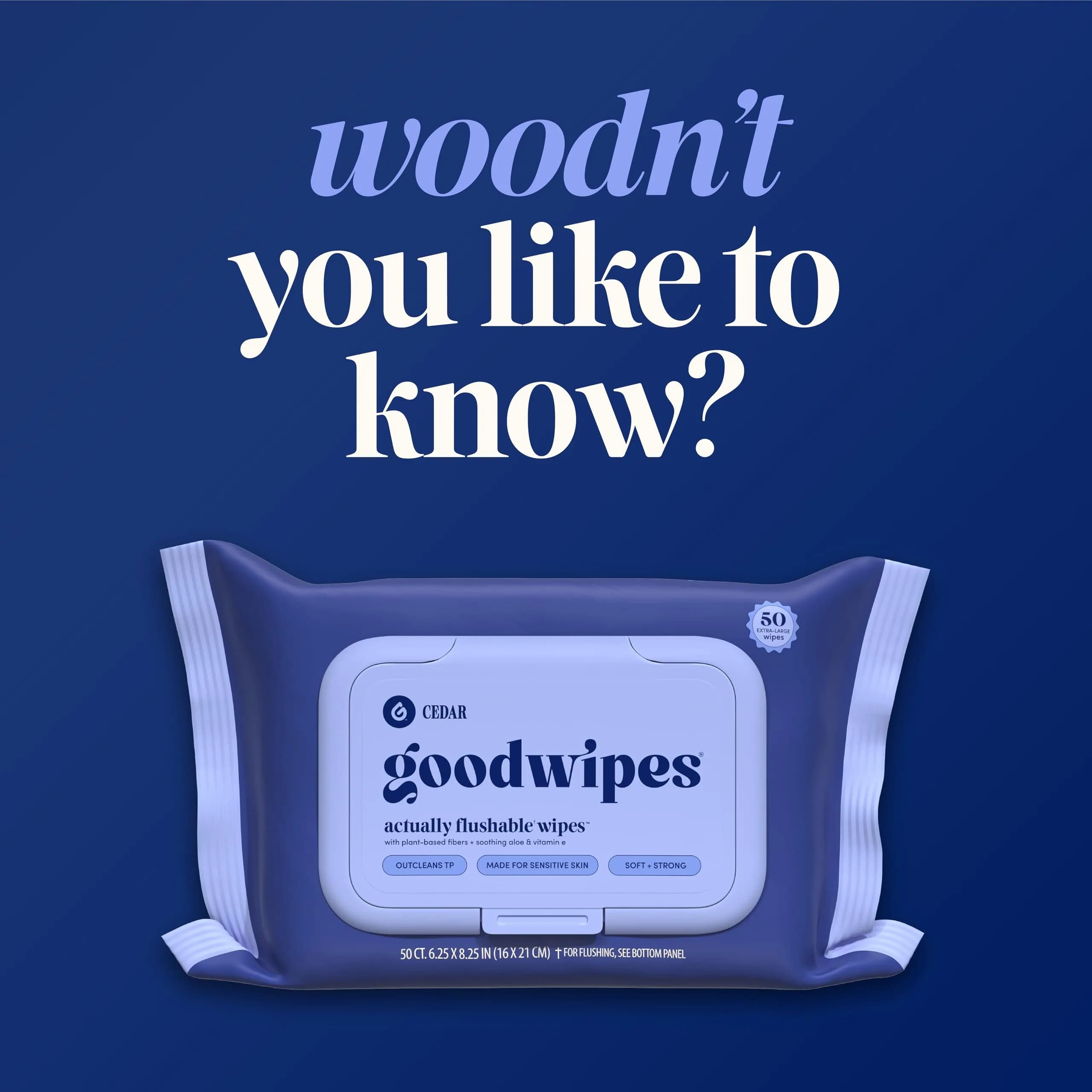 goodwipes Flushable Wet Wipes for Adults, Cedar Scent, pH Balanced & Extra Large - 50 Count (Pack of 8) - view 7