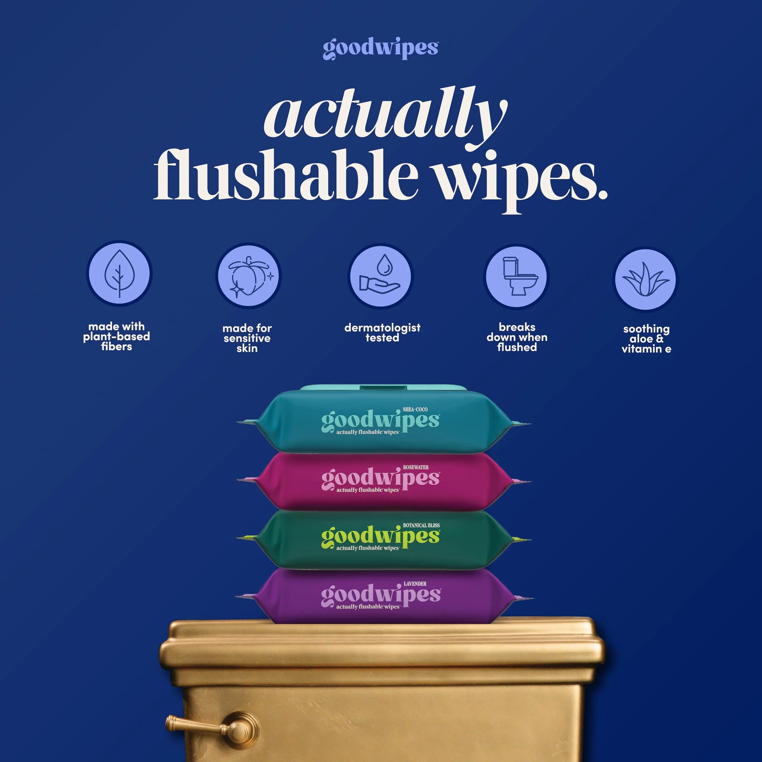 goodwipes Flushable Wet Wipes for Adults, Cedar Scent, pH Balanced & Extra Large - 50 Count (Pack of 8) - view 2
