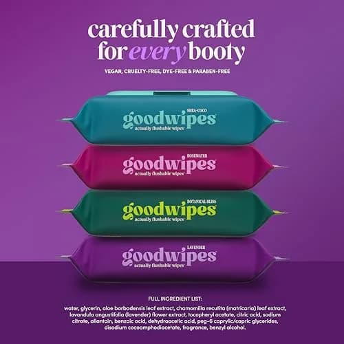 goodwipes Flushable Wipes Lavender Scent 300 Count (6 x 50 Count Packs) | Septic Safe & Biodegradable thumbnail 6