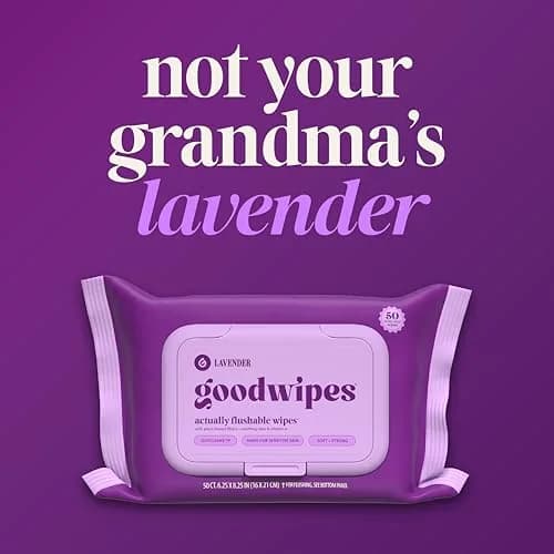 goodwipes Flushable Wipes Lavender Scent 300 Count (6 x 50 Count Packs) | Septic Safe & Biodegradable thumbnail 7