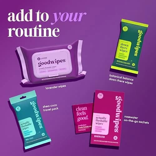 goodwipes Flushable Wipes Lavender Scent 300 Count (6 x 50 Count Packs) | Septic Safe & Biodegradable thumbnail 8