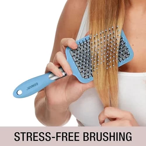 Conair Velvet Touch Paddle Cushion Hair Brush - Detangling Brush for Thick Hair - Sky Blue (1 Count) thumbnail 2
