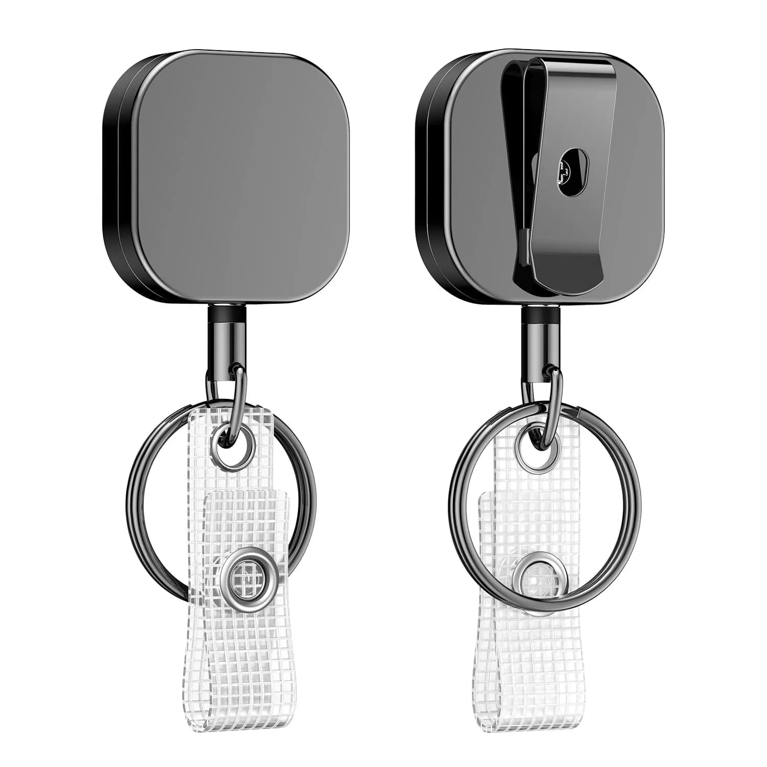 Uniclife 2 PC Retractable Badge Reel for Badge Holder | Heavy Duty Metal, 23.6 Inch Nylon Rope, All Metal Casing — 1.26 Inch-square
