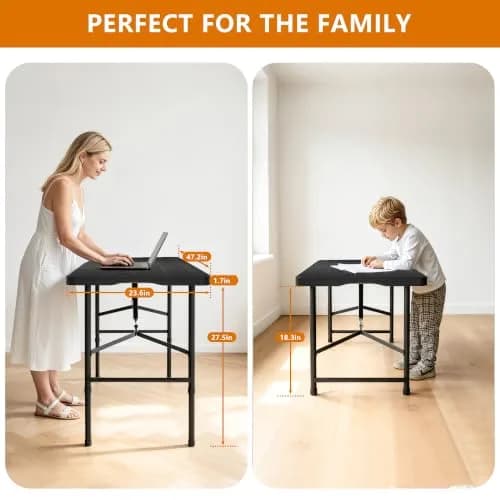 Hsundries 4 Ft Folding Table Wood Grain Desktop & 350lbs Support | Heavy Duty Portable Indoor & Outdoor thumbnail 4