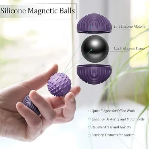 luckdoor Silicone Magnetic Balls Fidget Toys for Adults & Teens, 8PCS Lilac Purple | Sensory Stress Relief thumbnail 2