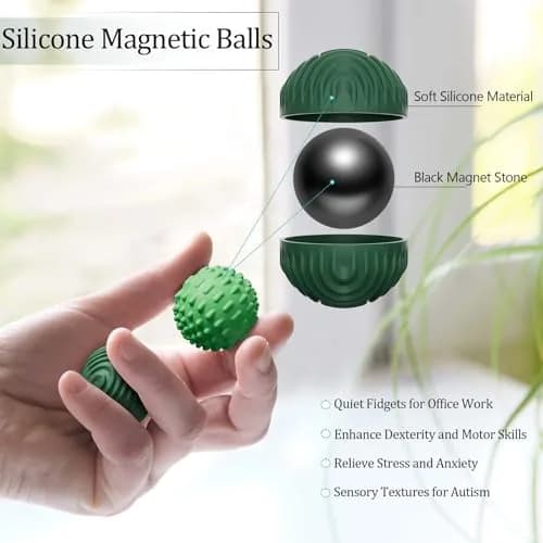 luckdoor Silicone Magnetic Balls Fidget Toys for Adults & Teens | 8PCS, Stress Relief Sensory Gadgets, Compact, Non-Toxic thumbnail 2