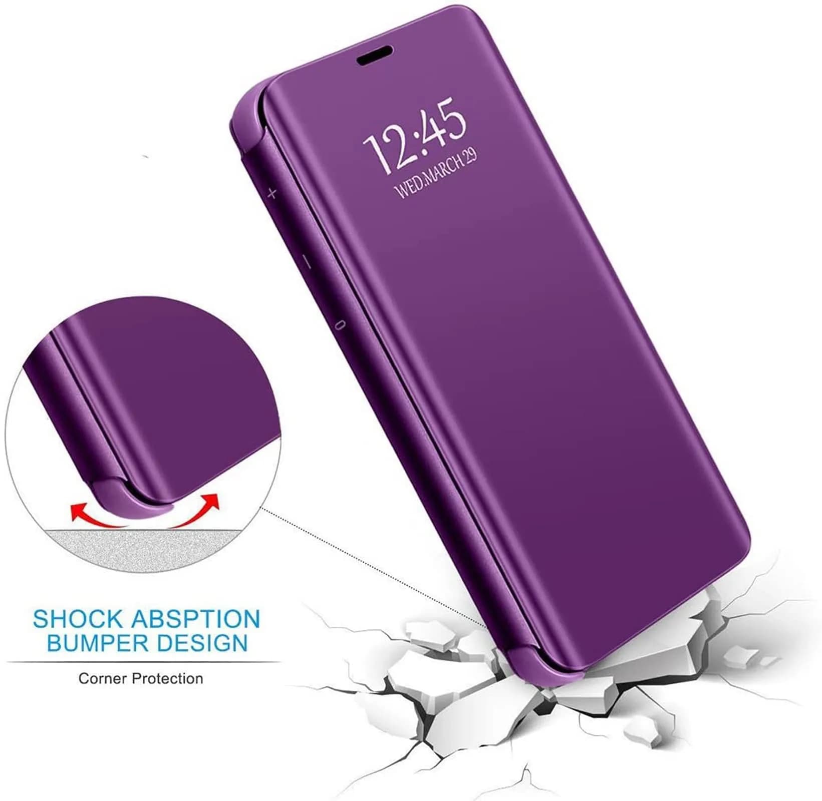 Gxmeuie Flip Mirror Case for Samsung Galaxy A36 5G (Burgundy) | Kickstand, PU Leather, Clear View thumbnail 5