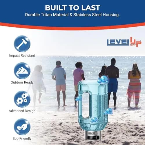 Level Up Way Hydrogen Water Bottle Generator 1.5L (51oz) | Portable Electrolysis with Digital Display thumbnail 4
