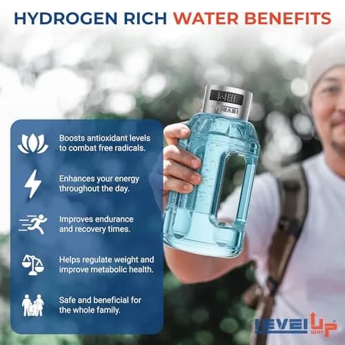 Level Up Way Hydrogen Water Bottle Generator 1.5L (51oz) | Portable Electrolysis with Digital Display thumbnail 5