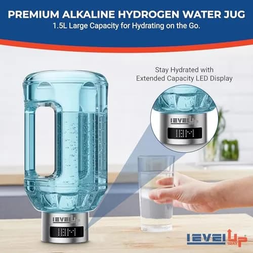 Level Up Way Hydrogen Water Bottle Generator 1.5L (51oz) | Portable Electrolysis with Digital Display thumbnail 3
