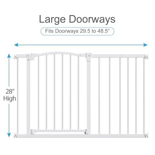 PETS TUFF Dog Gate 28" Tall, Self-Closing Steel Door & Child Lock | Wall-Friendly, Fits Most Doorways & Stairs thumbnail 3