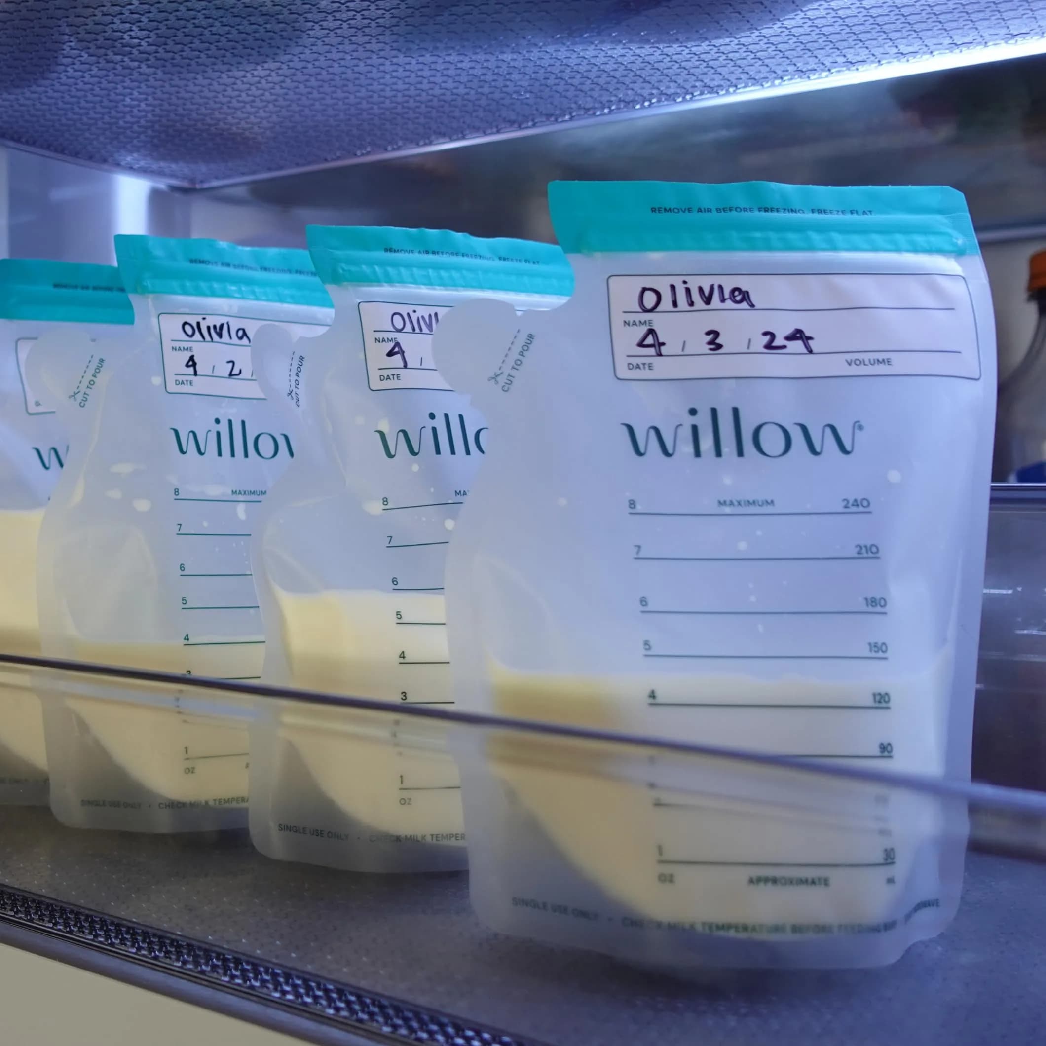 Willow 8oz Breast Milk Storage Bags (100-Pack) | Double Zip Seal, Freezer Safe, BPA-Free - view 7
