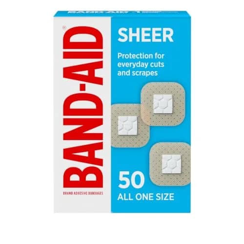 BAND-AID Brand Sheer Spot Square Adhesive Bandages 50 Count | Sterile Wound Care for Minor Cuts & Burns thumbnail 2