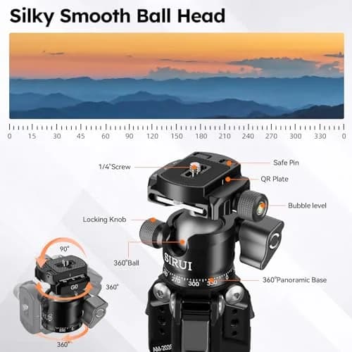 Sirui AM-203S+G0 Aluminum Desktop Tripod with Ball Head | 15kg (33lbs) Load Capacity, 42.5cm (16.7") Max Height thumbnail 5
