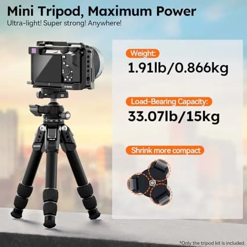 Sirui AM-203S+G0 Aluminum Desktop Tripod with Ball Head | 15kg (33lbs) Load Capacity, 42.5cm (16.7") Max Height thumbnail 2