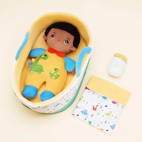 OUOZZZ Soft Black Baby Boy Doll Set 25.4cm (10 inches) | Educational Pretend Play for Toddlers thumbnail 6