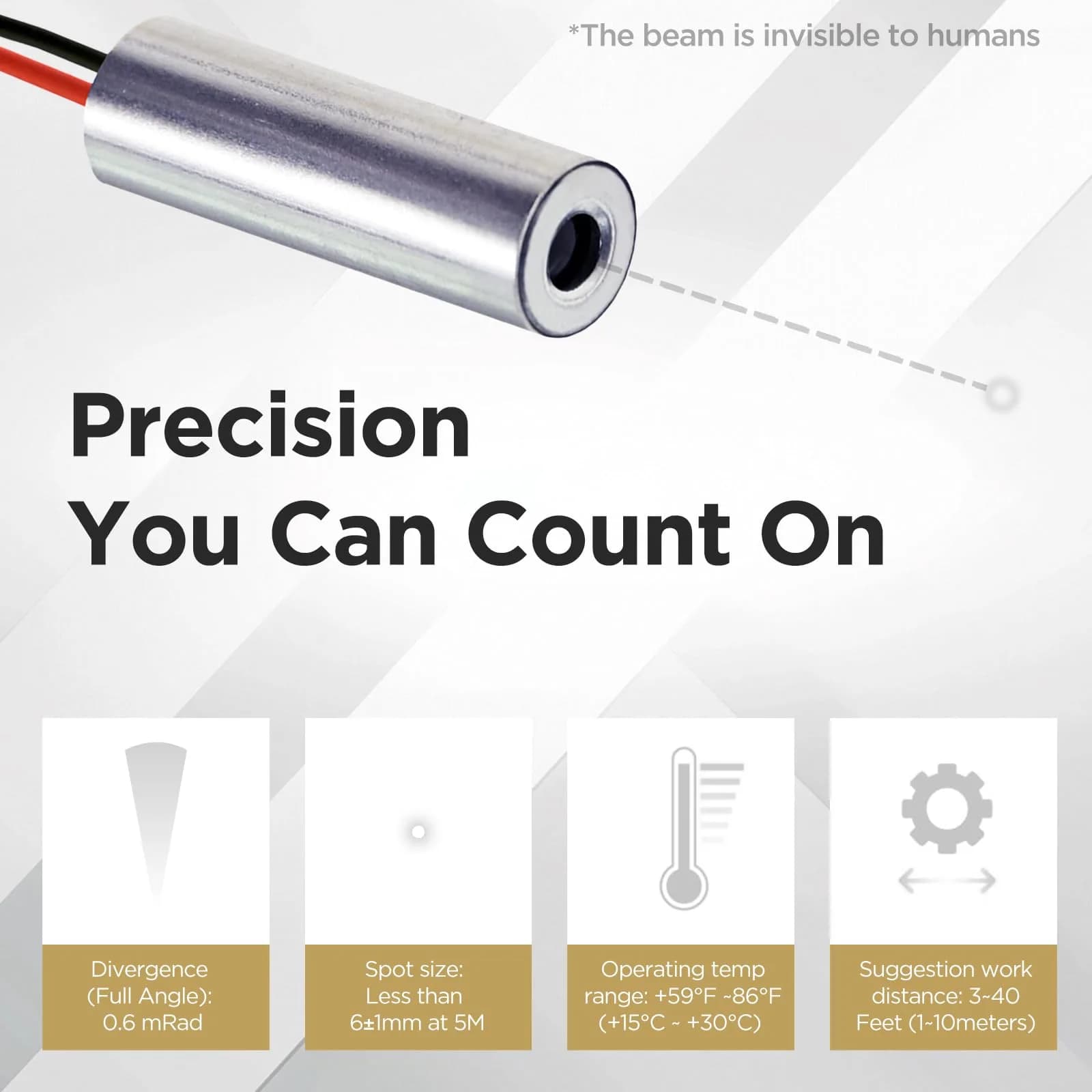 Quarton IR Dot Laser Module 940nm Class 1 1.1mW 7x21mm | Precision Beam for Stealth Sensing - view 7