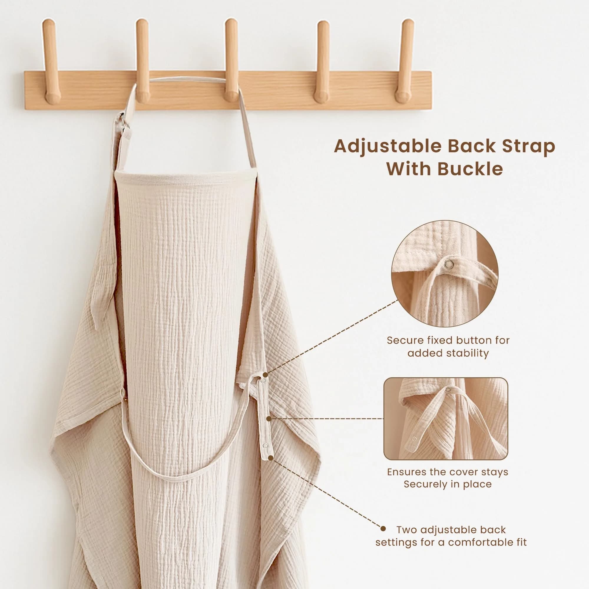 Konssy 2-Pack Muslin Nursing Cover Up with Rigid Hoop | 100% Cotton, Breathable, Adjustable Strap - view 4