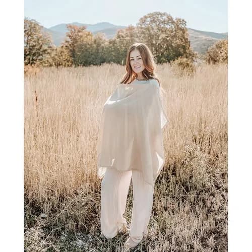 Konssy 2-Pack Muslin Nursing Cover Up with Rigid Hoop | 100% Cotton, Breathable, Adjustable Strap thumbnail 7