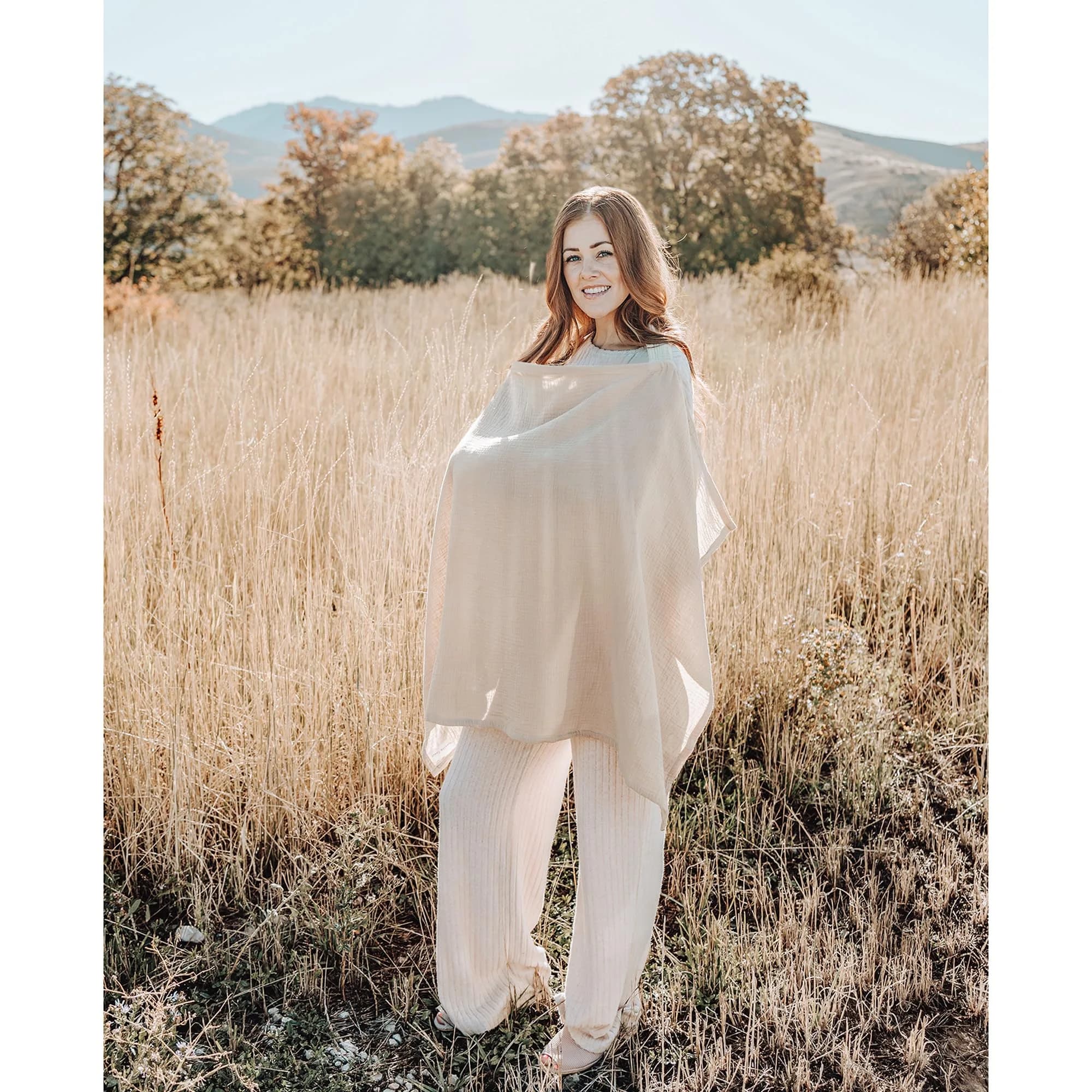 Konssy 2-Pack Muslin Nursing Cover Up with Rigid Hoop | 100% Cotton, Breathable, Adjustable Strap - view 7