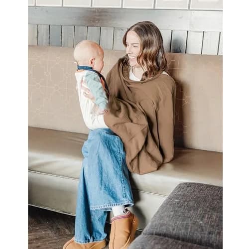 Konssy 2-Pack Muslin Nursing Cover Up with Rigid Hoop | 100% Cotton, Breathable, Adjustable Strap thumbnail 8
