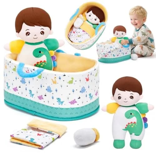 OUOZZZ 10" Soft Baby Boy Doll Set with Accessories | Educational & Interactive Plush Toy thumbnail 1