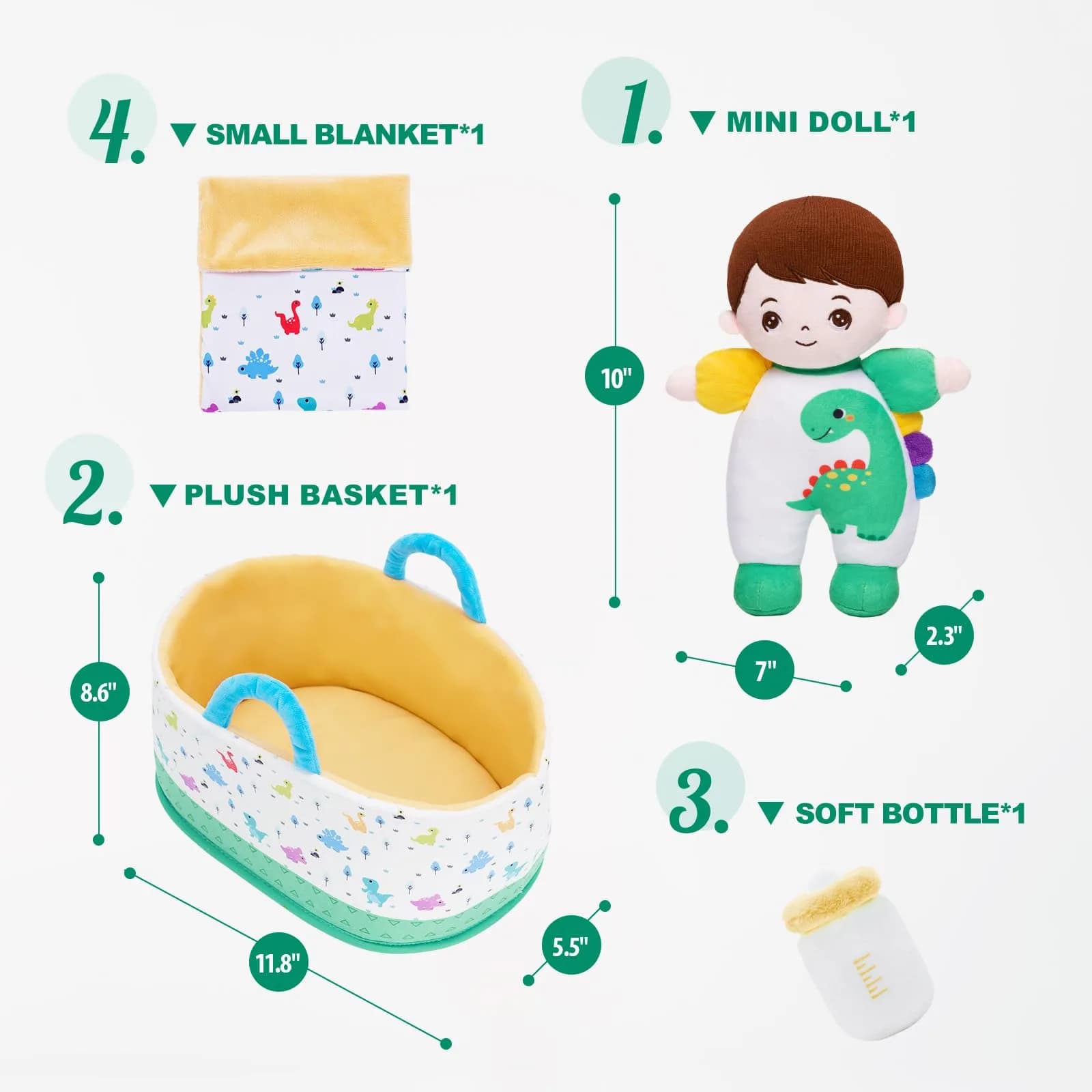 OUOZZZ 10" Soft Baby Boy Doll Set with Accessories | Educational & Interactive Plush Toy - view 4