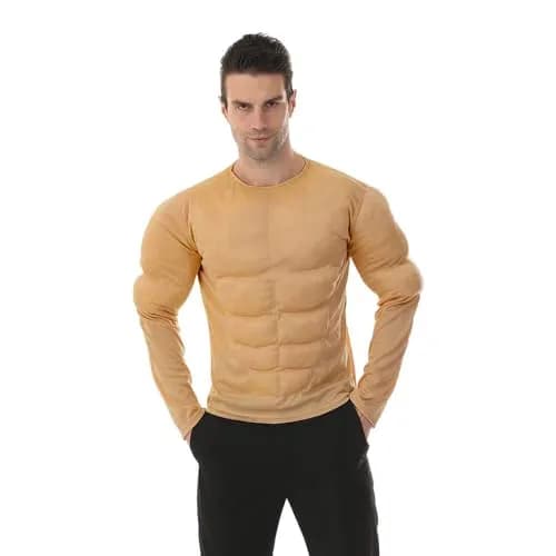 EraSpooky Men Muscle Shirt Bodybuilder Halloween Costume Accessory for Adult Muscle Shirt Padded Khaki | Cosplay & Costume thumbnail 1