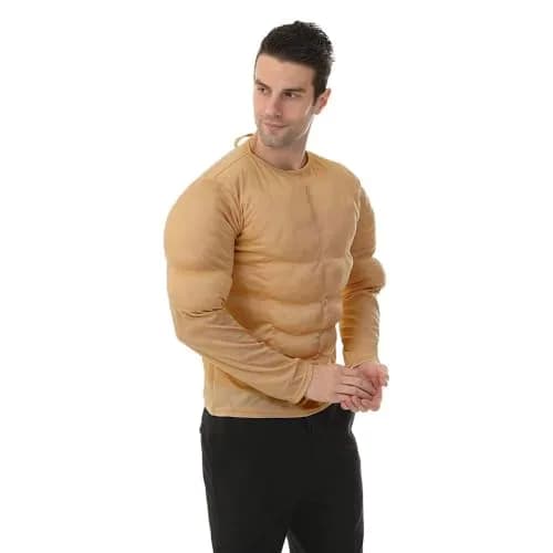 EraSpooky Men Muscle Shirt Bodybuilder Halloween Costume Accessory for Adult Muscle Shirt Padded Khaki | Cosplay & Costume thumbnail 2