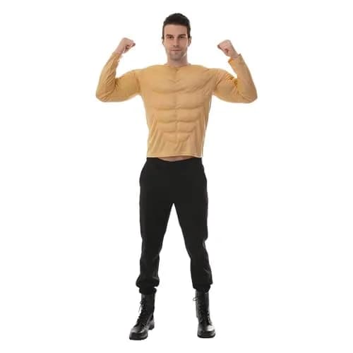 EraSpooky Men Muscle Shirt Bodybuilder Halloween Costume Accessory for Adult Muscle Shirt Padded Khaki | Cosplay & Costume thumbnail 3