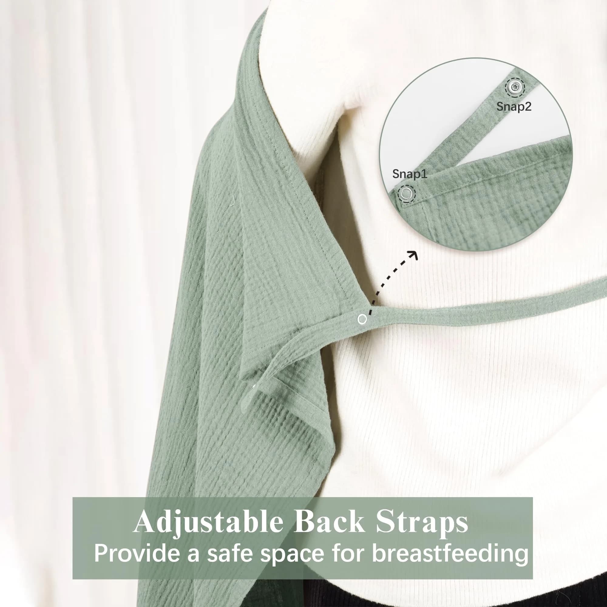 Coreeky 100% Cotton Muslin Nursing Covers 2-Pack | Soft, Breathable, Adjustable Neck Strap thumbnail 4