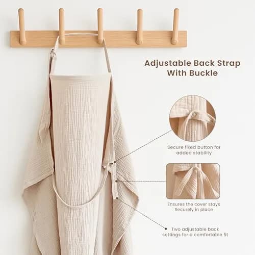 Konssy 2-Pack Muslin Nursing Cover Up Fog Green, Cream | 100% Cotton Breathable with Rigid Hoop thumbnail 4