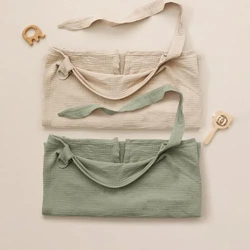 Konssy 2-Pack Muslin Nursing Cover Up Fog Green, Cream | 100% Cotton Breathable with Rigid Hoop thumbnail 6