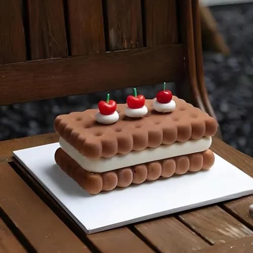 Fchil Silicone Cookie Biscuit Mold for Ice Cream Sandwich Cake | Non-Stick, 2 Cavities, White thumbnail 8