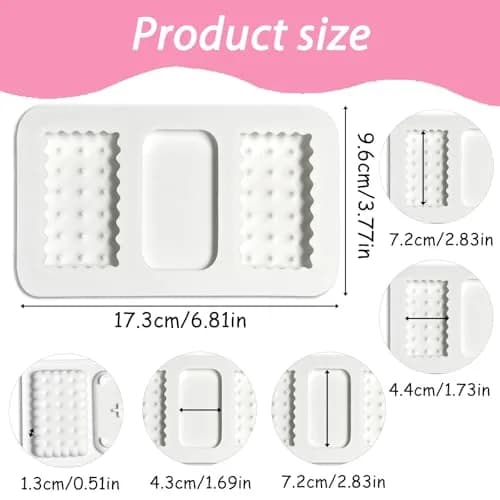 Fchil Silicone Cookie Biscuit Mold for Ice Cream Sandwich Cake | Non-Stick, 2 Cavities, White thumbnail 2