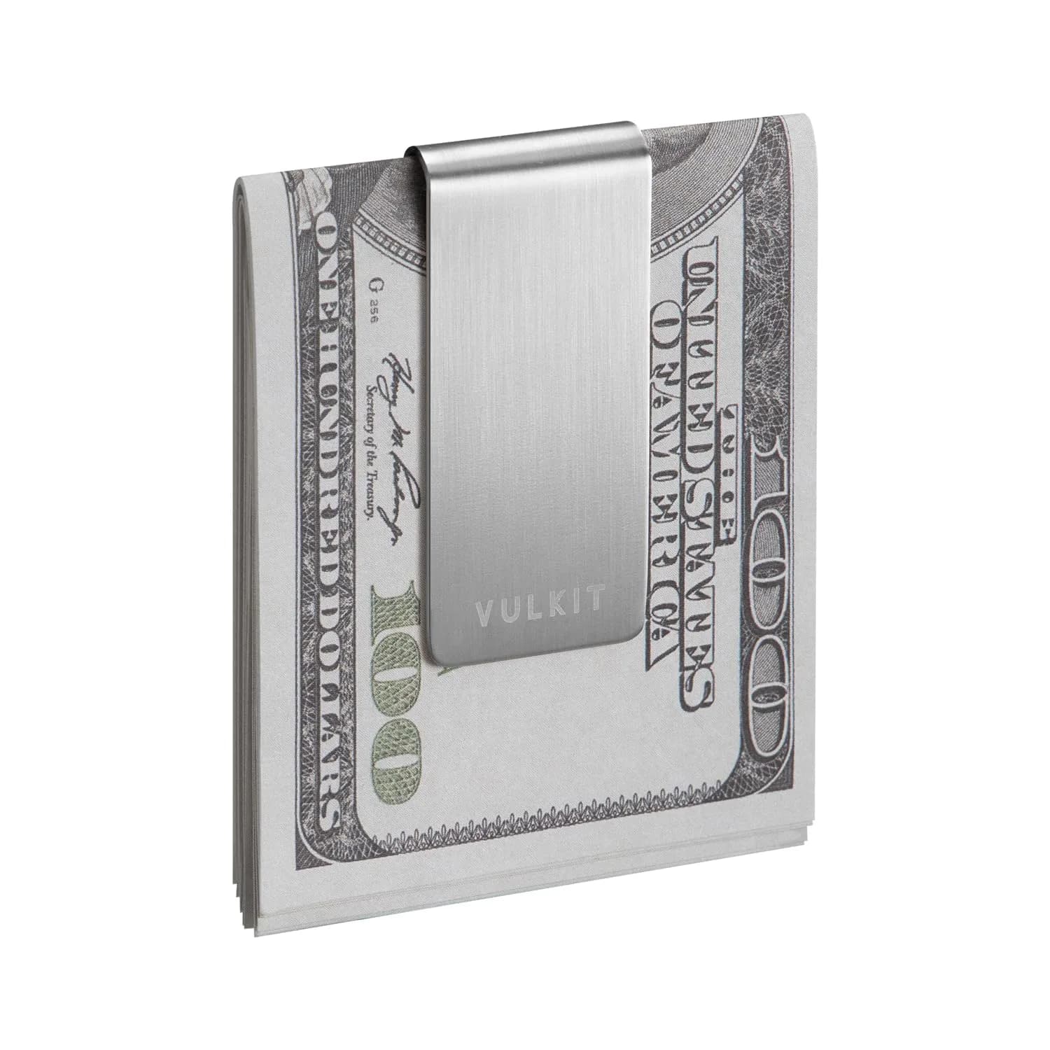 VULKIT Stainless Steel Money Clip | Holds 10-20 Bills | Slim & Lightweight — Silver-1pcs