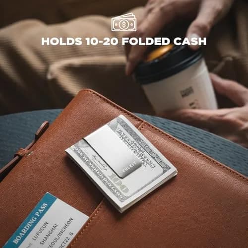VULKIT Stainless Steel Money Clips 2Pcs | Slim Cash Holder for Men | 5.5 cm (2.1 inch) thumbnail 2