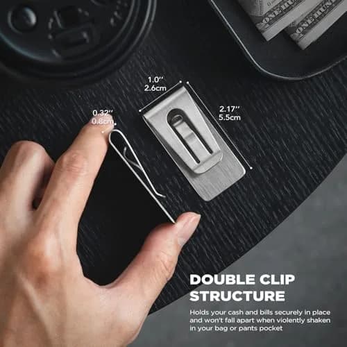 VULKIT Stainless Steel Money Clips 2Pcs | Slim Cash Holder for Men | 5.5 cm (2.1 inch) thumbnail 3