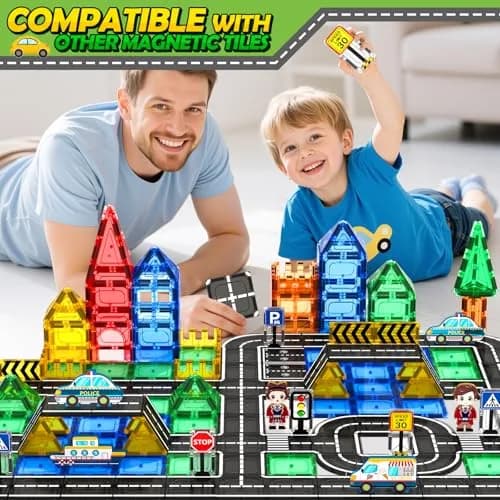 IGIVI Magnetic Tiles Road Set for Kids 3-5 | STEM Building Blocks, 20 Pieces, Safe & Compatible thumbnail 3
