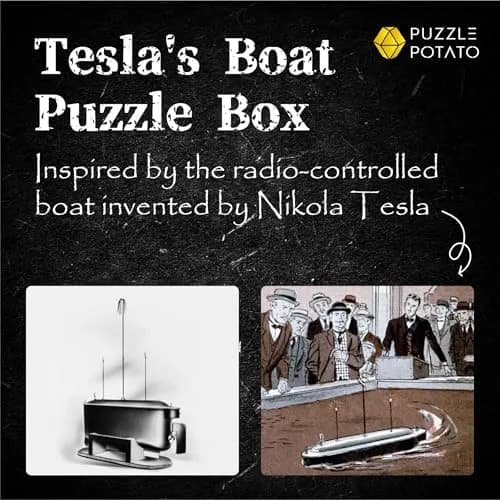 PUZZLE POTATO Tesla's Boat Wooden Escape Room Puzzle Box for Adults | Mechanical Brain Teaser with Hidden Compartments thumbnail 3