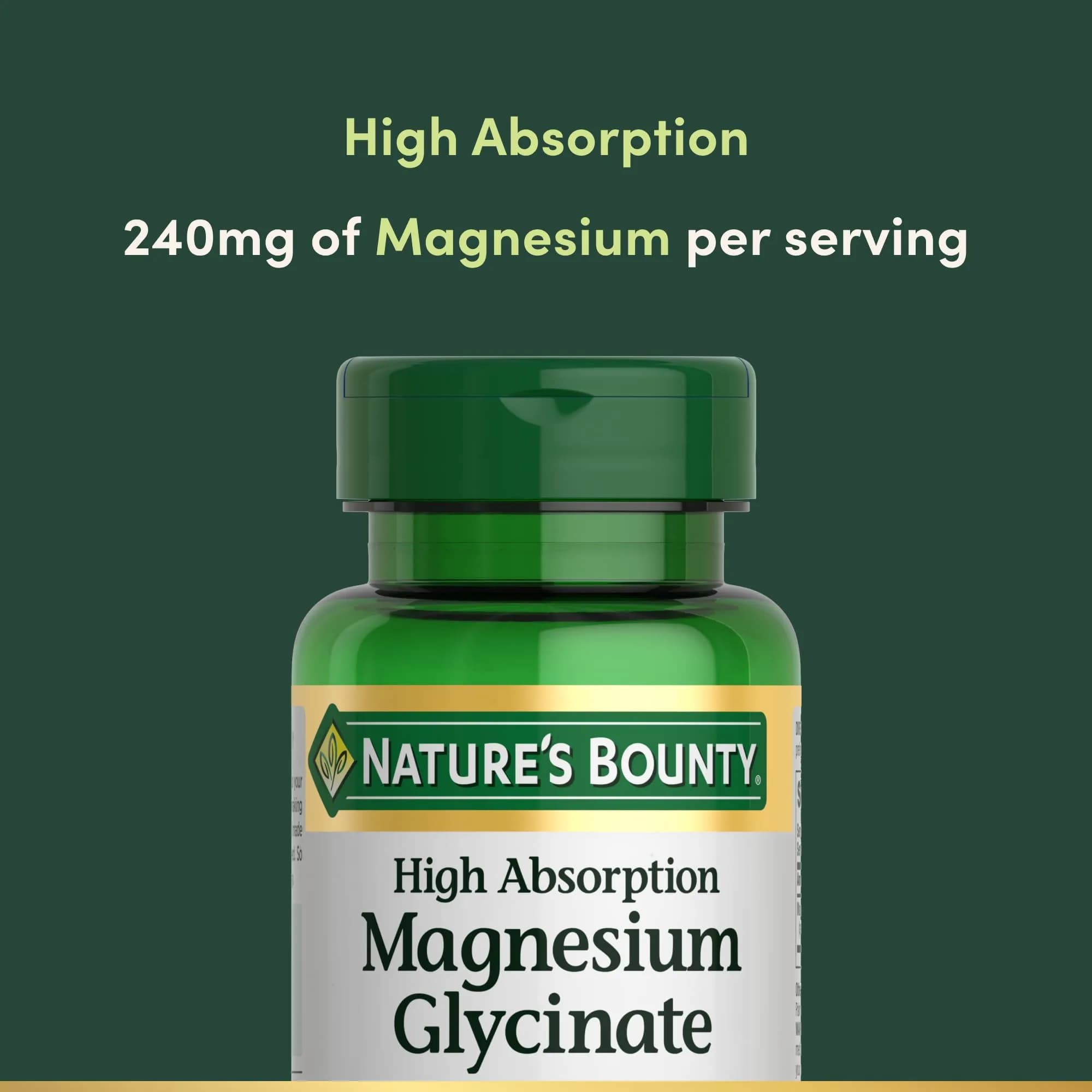 Nature's Bounty High Absorption Magnesium Glycinate 240 mg 120 Count | Supports Muscle Relaxation & Bone Health - view 3