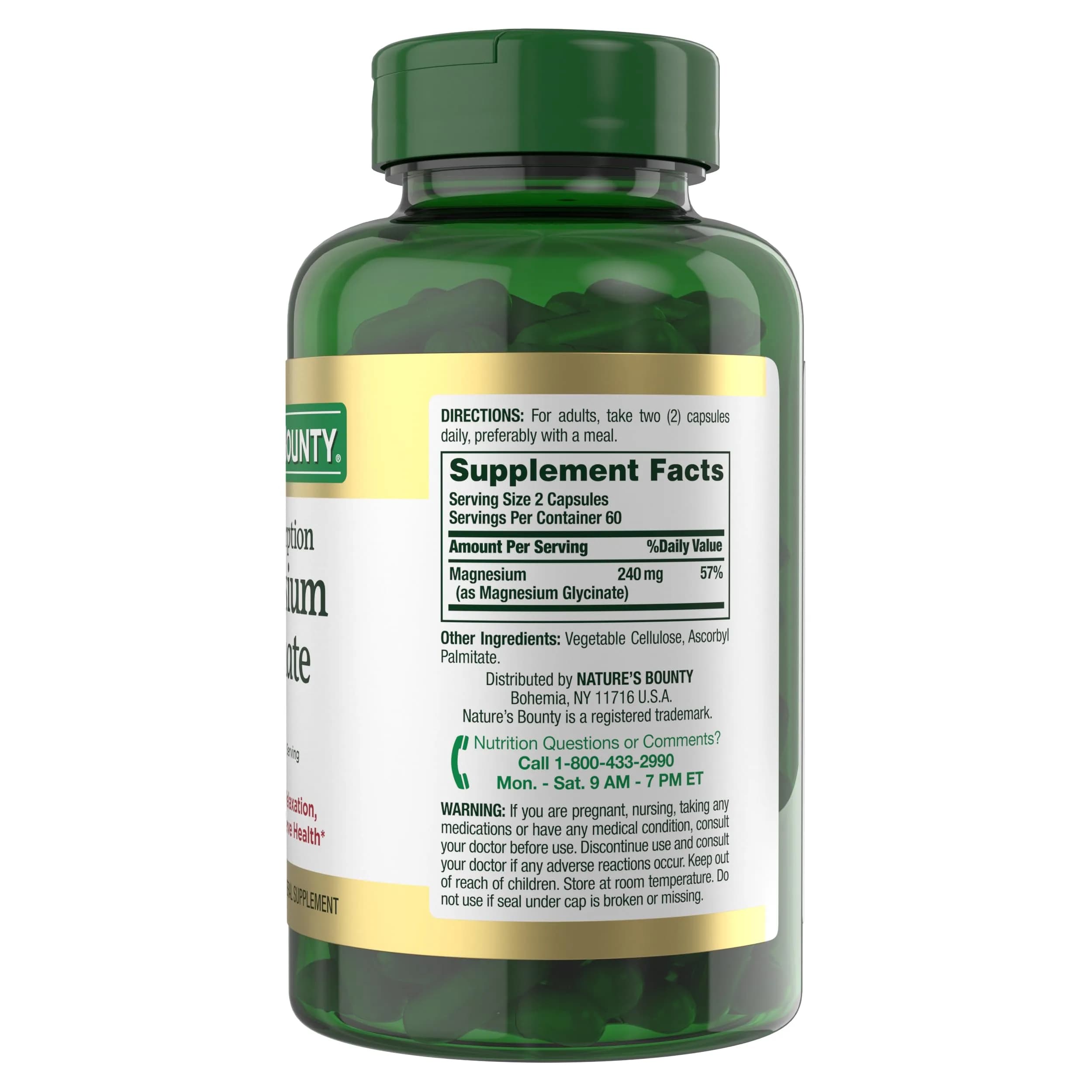Nature's Bounty High Absorption Magnesium Glycinate 240 mg 120 Count | Supports Muscle Relaxation & Bone Health - view 8