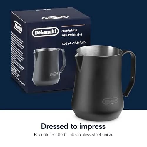 De'Longhi Matte Black Stainless Steel Milk Frothing Pitcher 500ml (17 oz) | Perfect Pour Control for Latte Art thumbnail 5