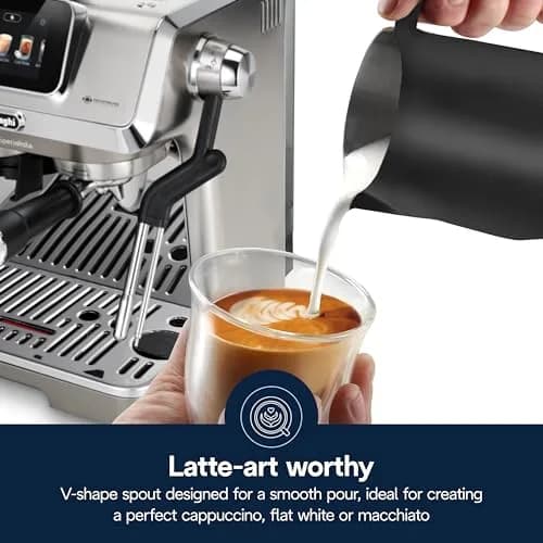 De'Longhi Matte Black Stainless Steel Milk Frothing Pitcher 500ml (17 oz) | Perfect Pour Control for Latte Art thumbnail 3