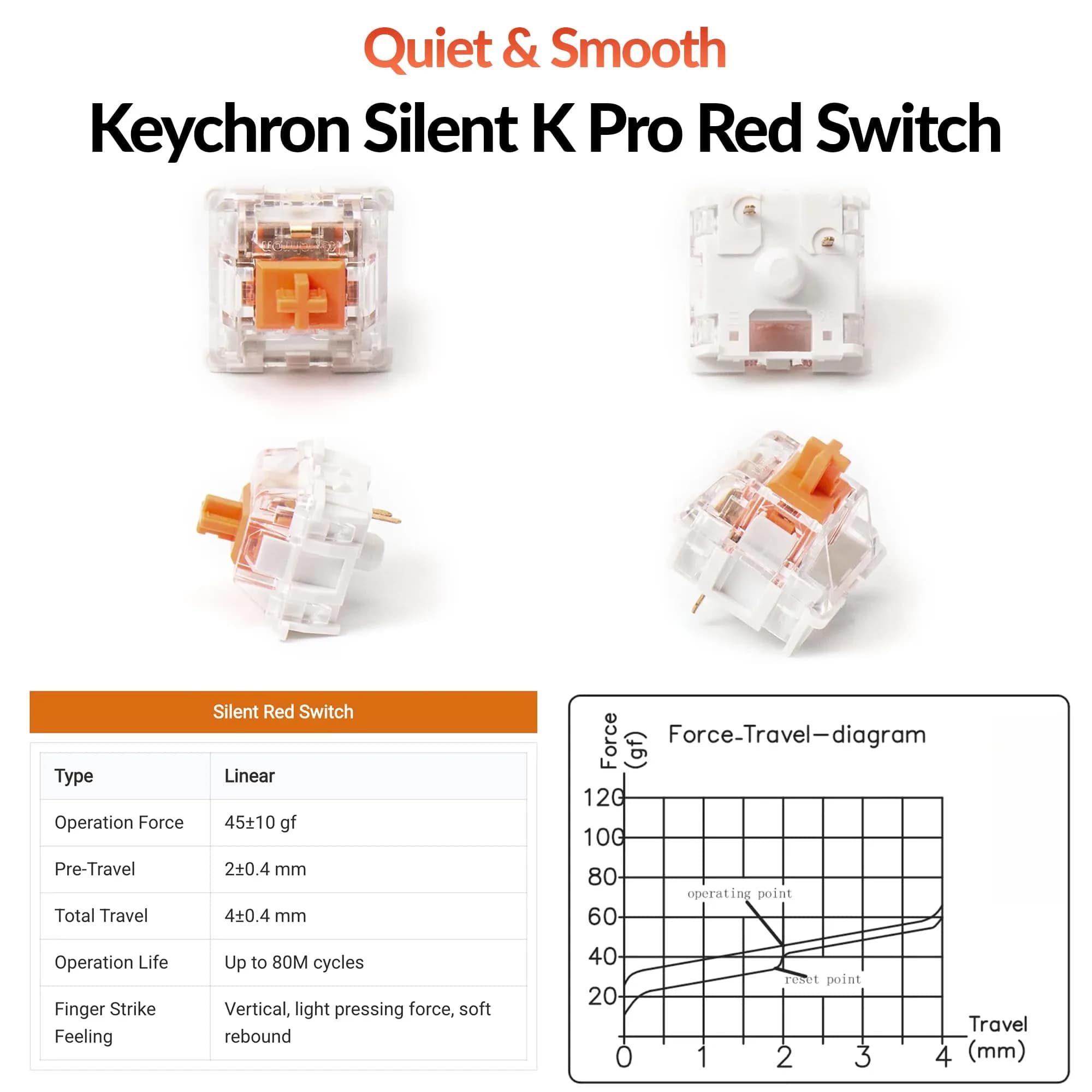 Keychron K10 Full Size 104 Keys Wireless Mechanical Keyboard with Keychron Silent K Pro Red Switch, White LED Backlight, Mac/Windows Compatibility - view 5