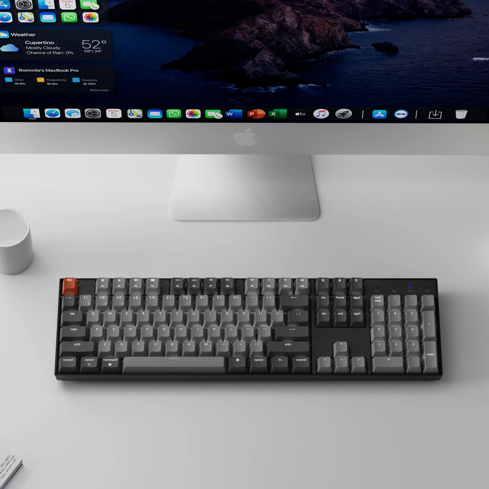 Keychron K10 Full Size 104 Keys Wireless Mechanical Keyboard with Keychron Silent K Pro Red Switch, White LED Backlight, Mac/Windows Compatibility - view 7